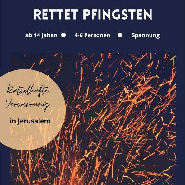 Spielanleitung des Escape-Games, weiiße Schrift vor einem Funkenregen
